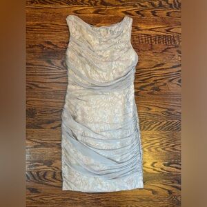 Tadashi Shoji Mini Dress, Lace with gray overlay, Size 4